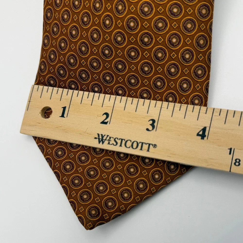 Stefano Ricci 100% Silk Tie Made in Italy Gold Brown Medallion Luxury Necktie
